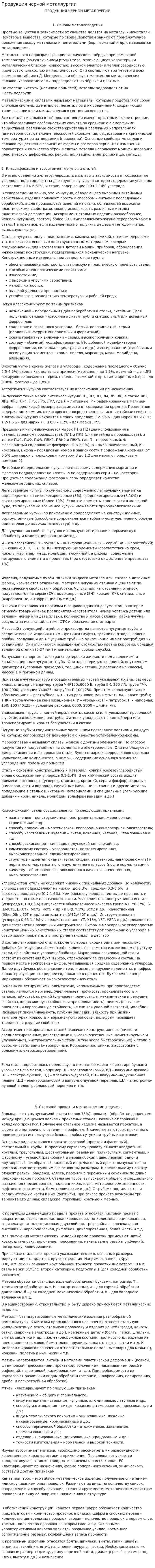 Продукция черной металлургии