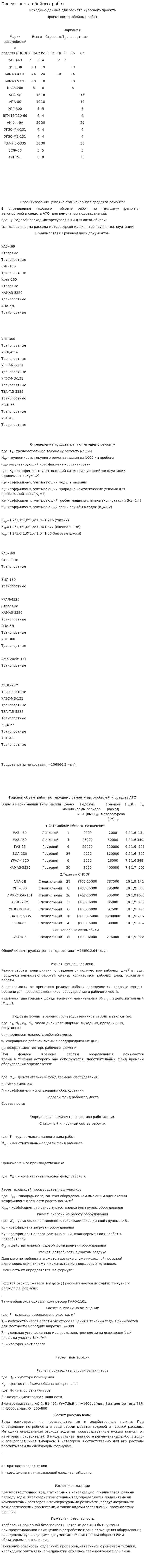 Проект поста обойных работ