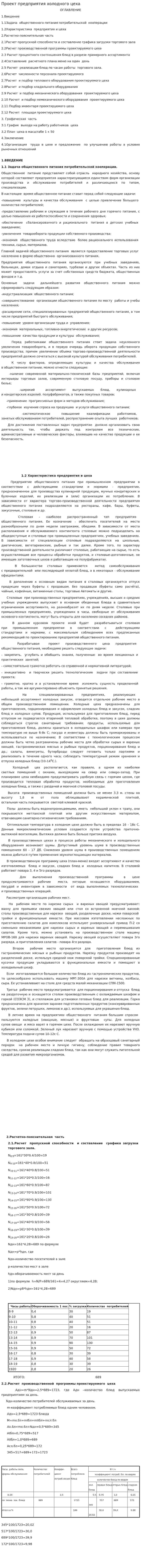 Проект предприятия холодного цеха