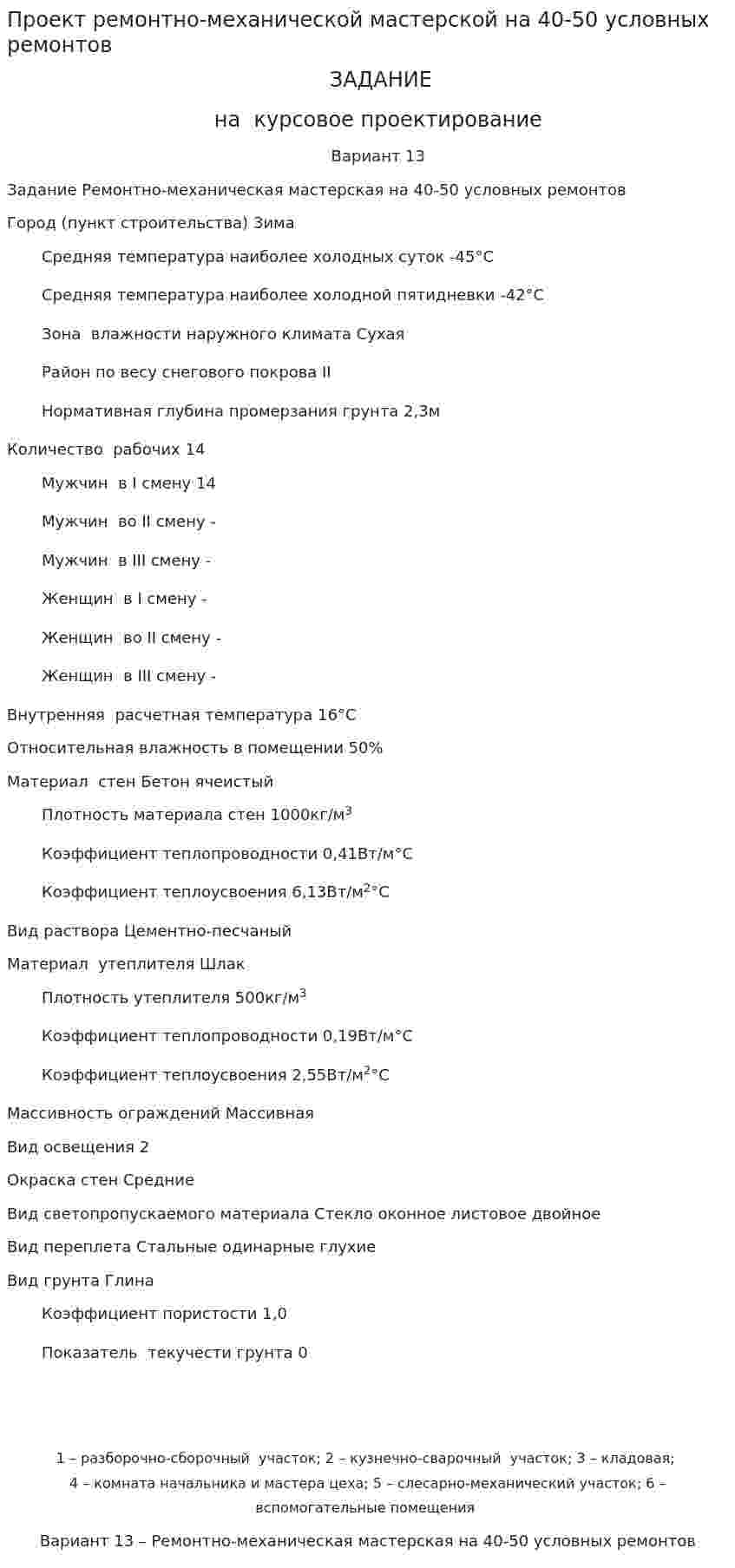 Проект ремонтно-механической мастерской на 40-50 условных ремонтов