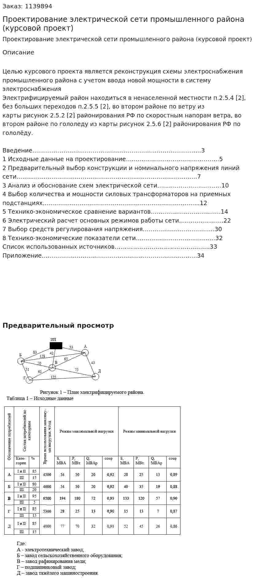 Проектирование электрической сети промышленного района (курсовой проект) 