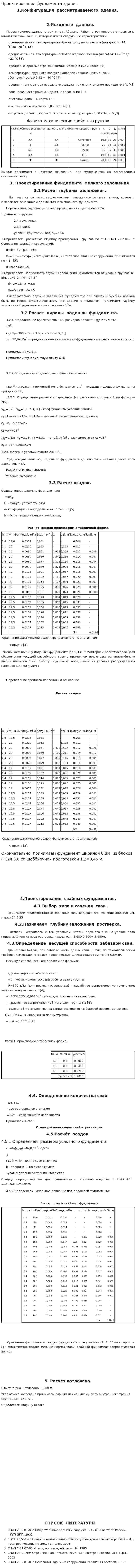 Проектирование фундамента здания