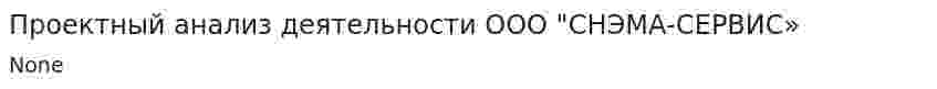 Проектный анализ деятельности ООО "СНЭМА-СЕРВИС»