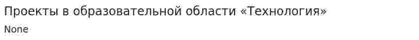 Проекты в образовательной области «Технология»