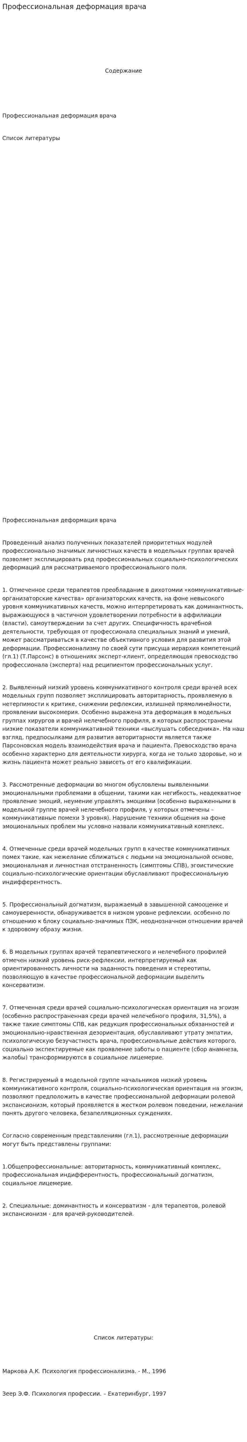Профессиональная деформация врача