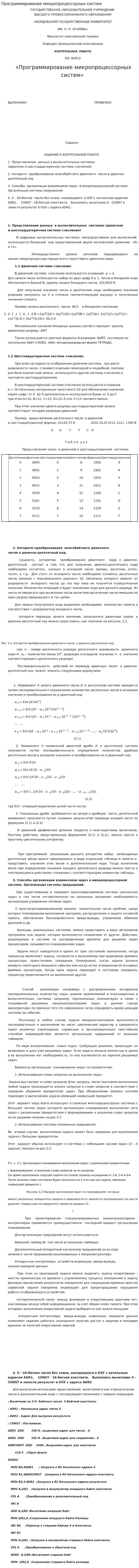Программирование микропроцессорных систем