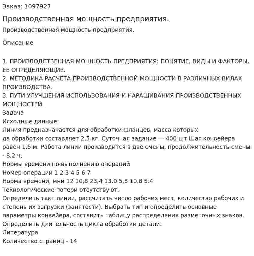 Производственная мощность предприятия. (реферат) 