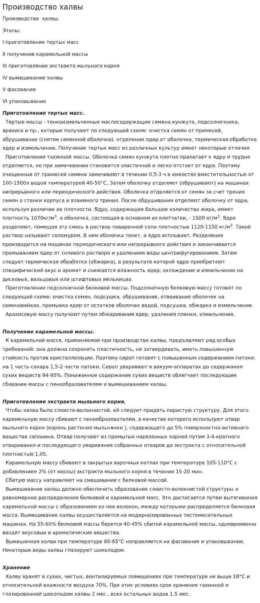 Производство халвы