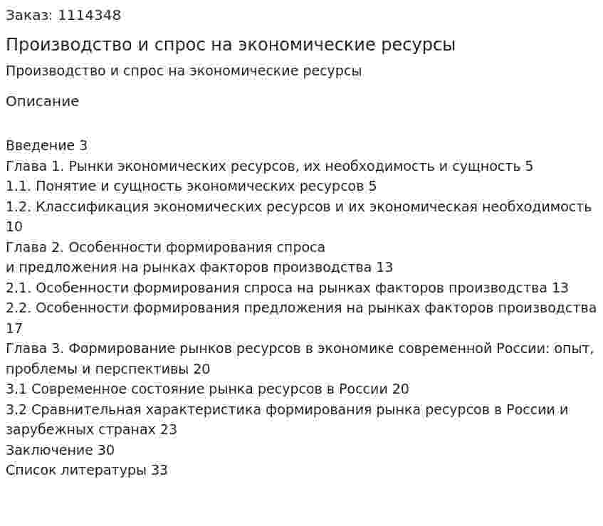 Производство и спрос на экономические ресурсы (курсовая работа) 