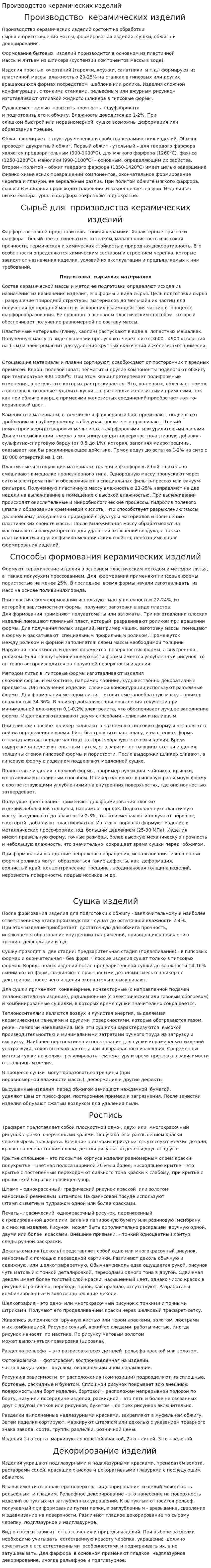 Производство керамических изделий. 2