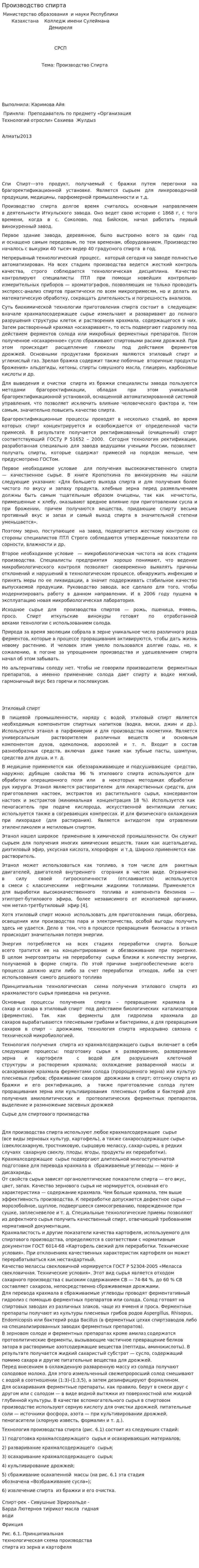 Производство спирта