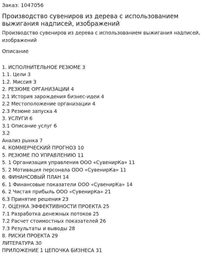 Производство сувениров из дерева с использованием выжигания надписей, изображений (курсовая работа) 