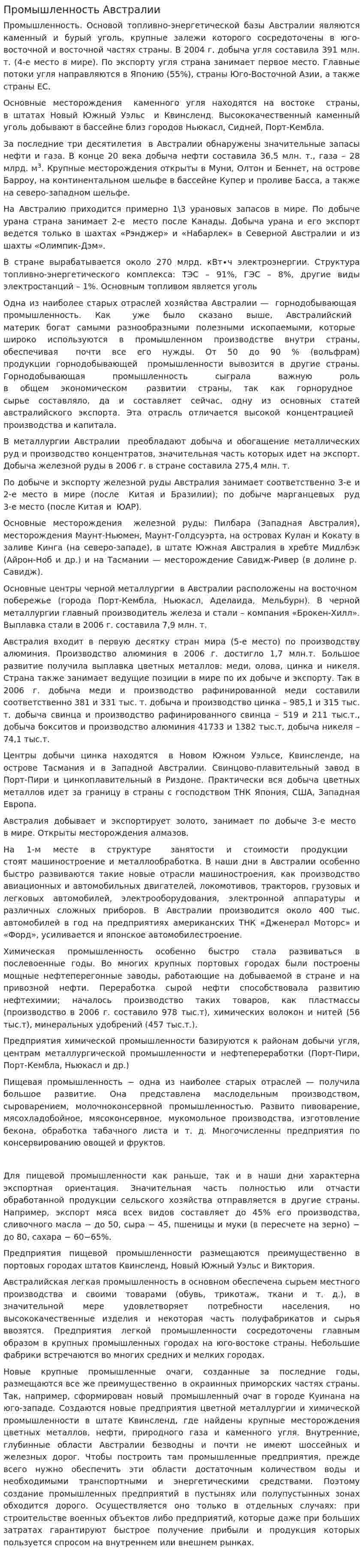 Промышленность Австралии