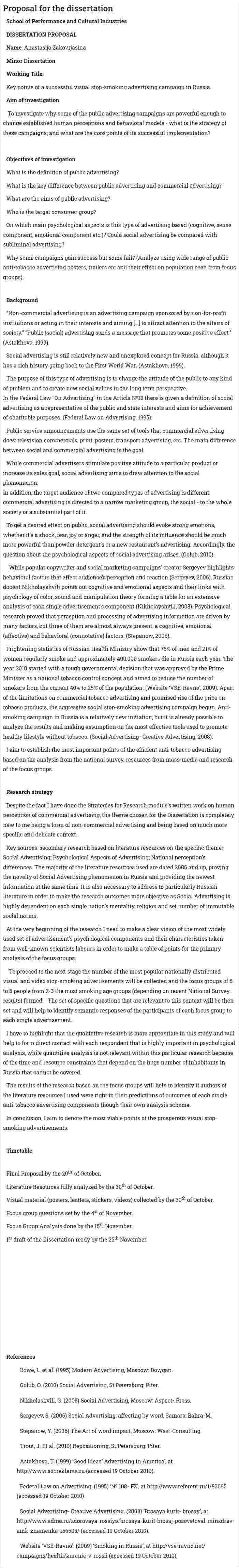 Proposal for the dissertation