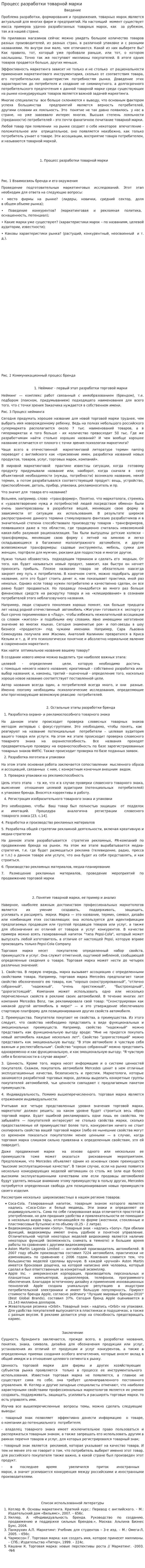 Процесс разработки товарной марки