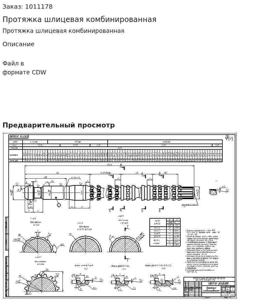 Протяжка шлицевая комбинированная  