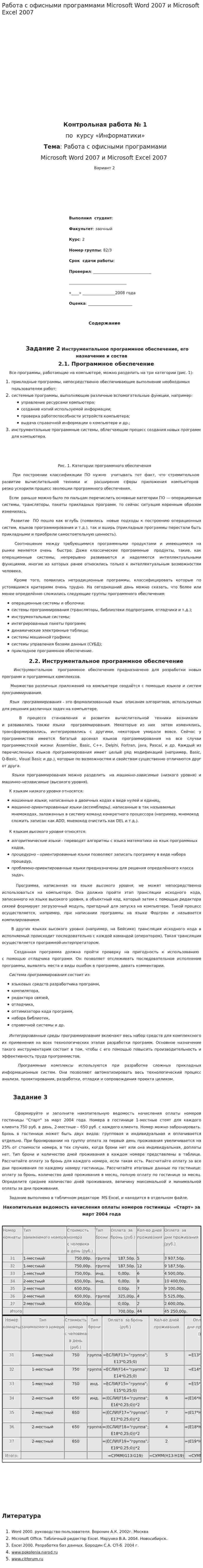 Работа с офисными программами Microsoft Word 2007 и Microsoft Excel 2007