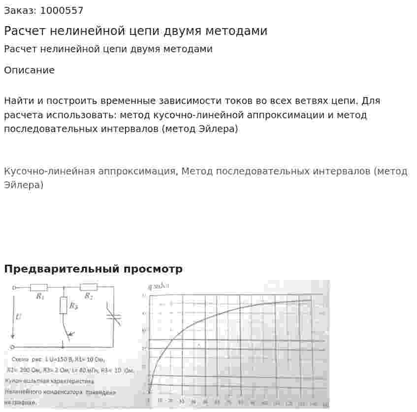 Расчет нелинейной цепи двумя методами 