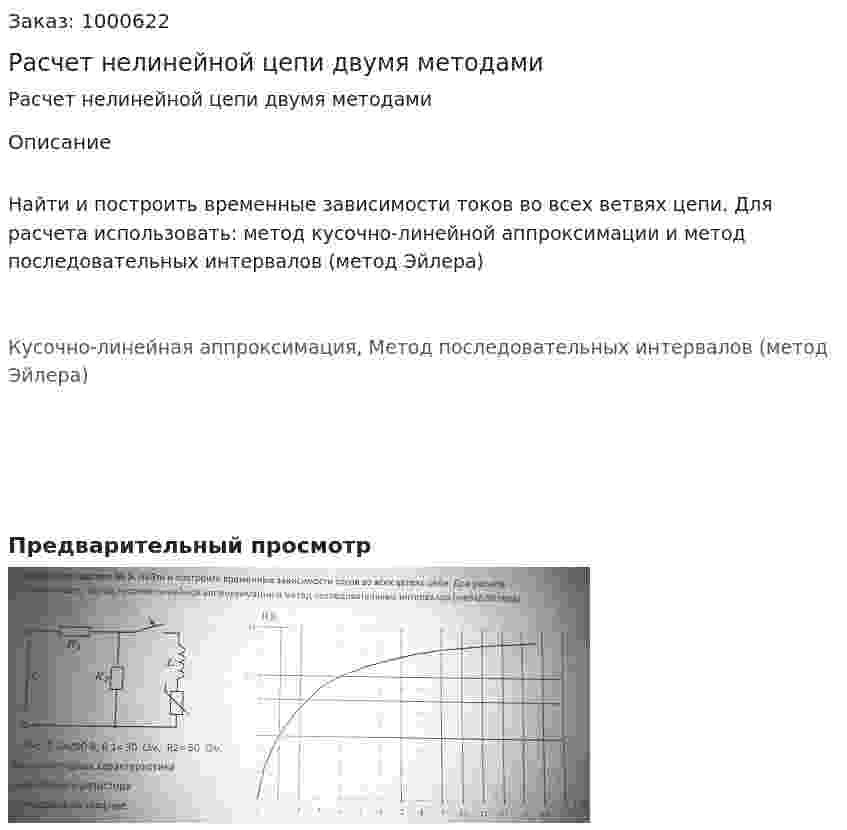 Расчет нелинейной цепи двумя методами 