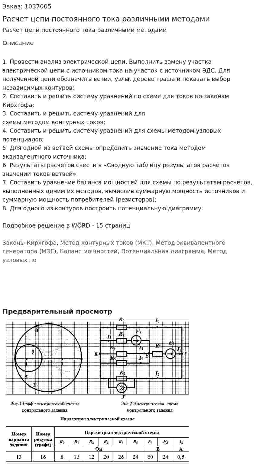 Расчет цепи постоянного тока различными методами 