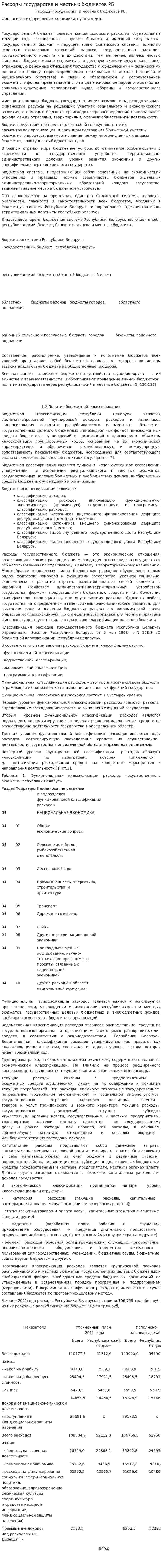 Расходы государства и местных бюджетов РБ