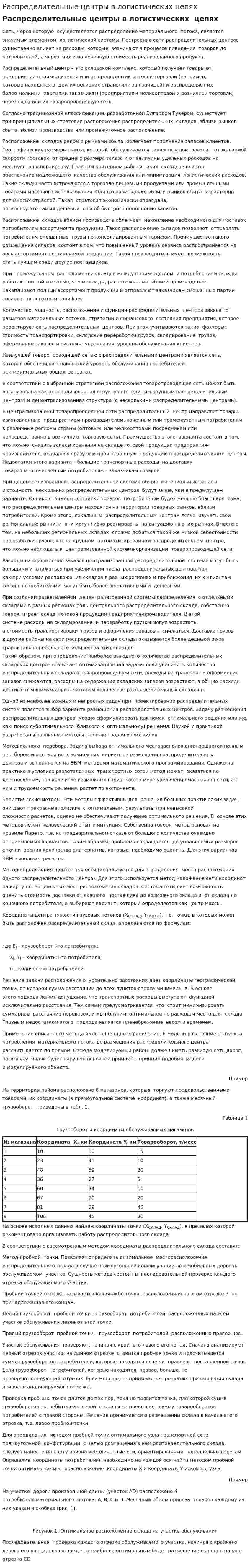 Распределительные центры в логистических цепях