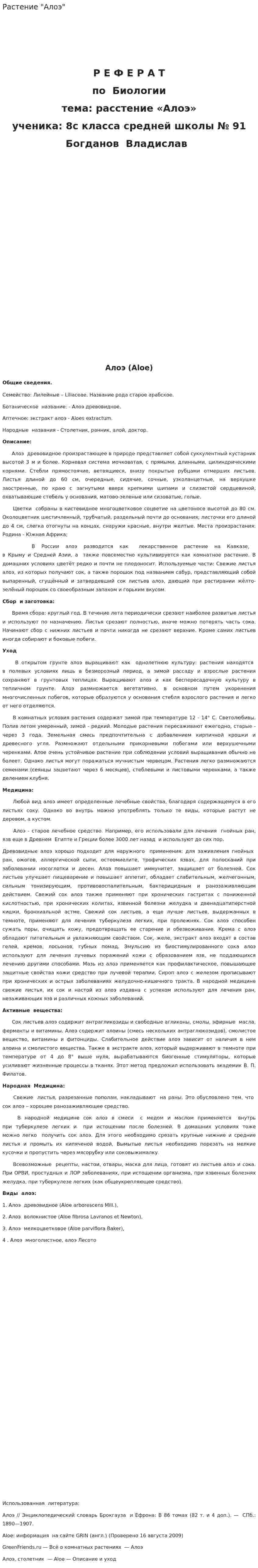 Растение "Алоэ"