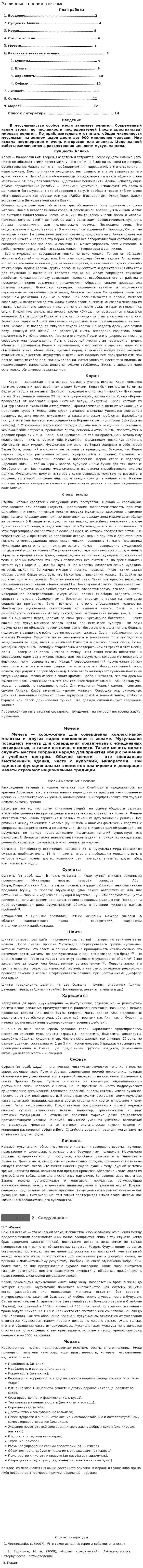 Различные течения в исламе