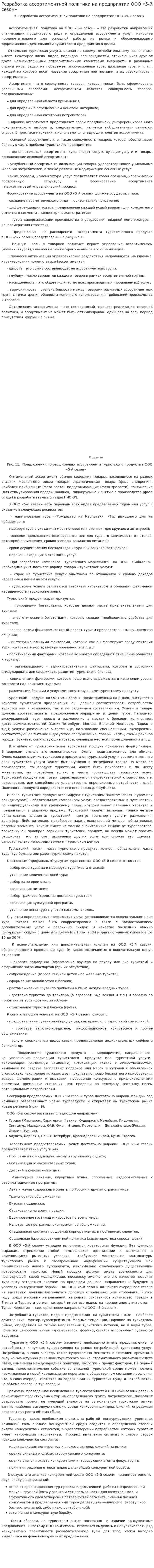 Разработка ассортиментной политики на предприятии ООО «5-й сезон»