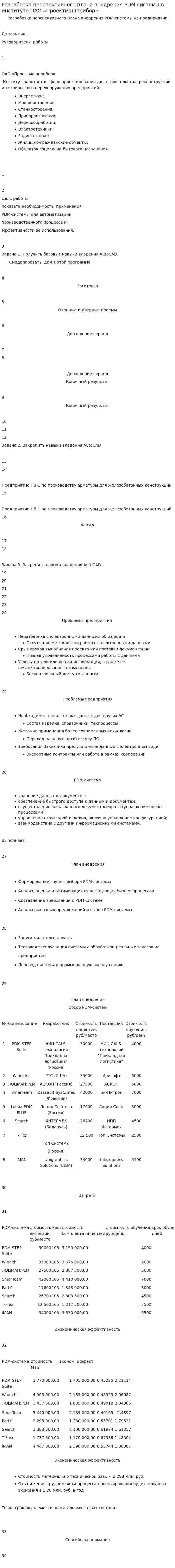 Разработка перспективного плана внедрения PDM-системы в институте ОАО «Проектмашприбор»