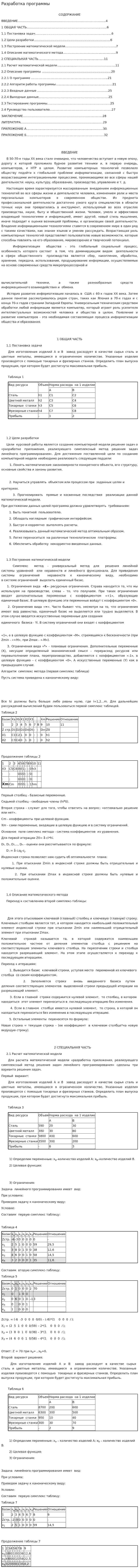Разработка программы