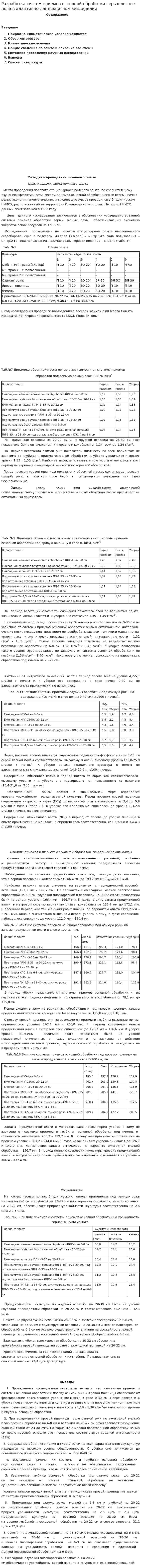 Разработка систем приемов основной обработки серых лесных почв в адаптивно-ландшафтном земледелии