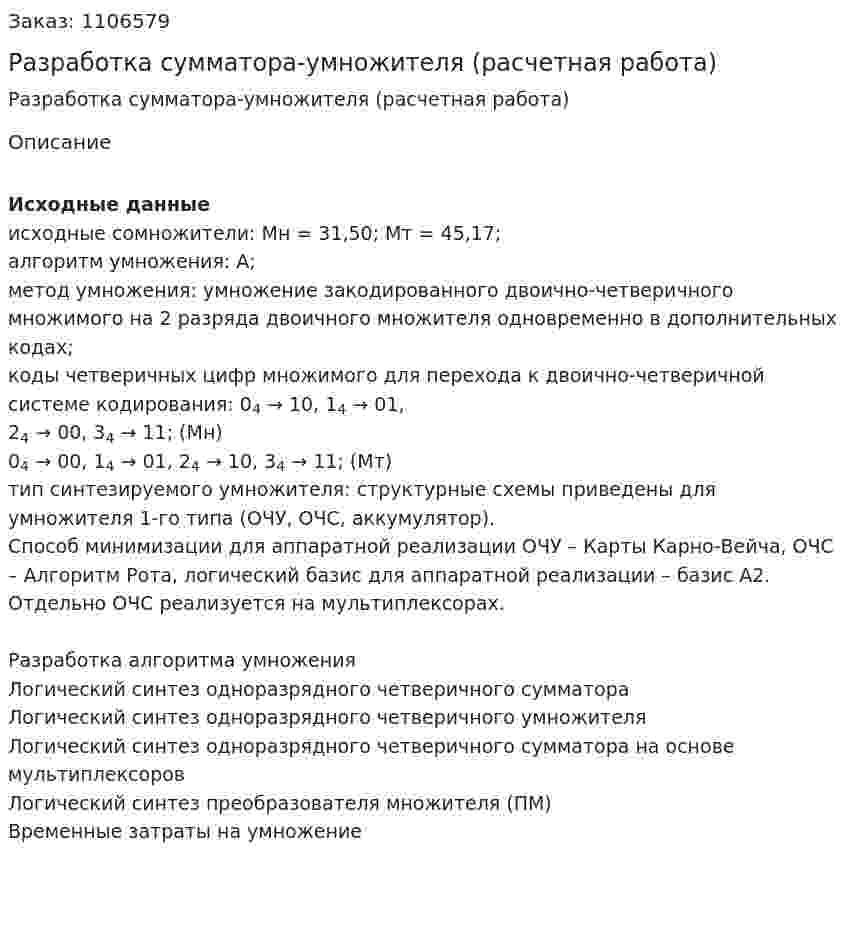 Разработка сумматора-умножителя (расчетная работа) 