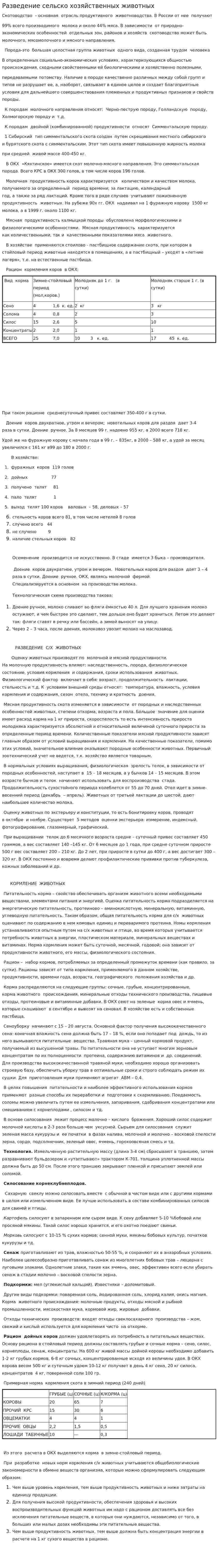 Разведение сельско хозяйственных животных