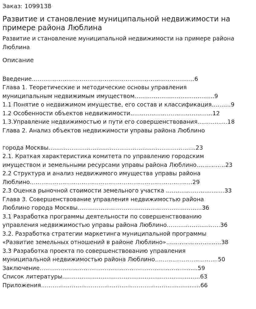 Развитие и становление муниципальной недвижимости на примере района Люблина (Дипломная работа) 