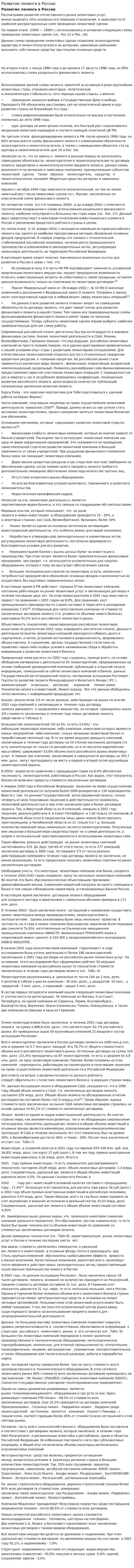Развитие лизинга в России