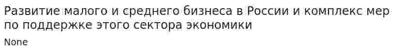 Развитие малого и среднего бизнеса в России и комплекс мер по поддержке этого сектора экономики