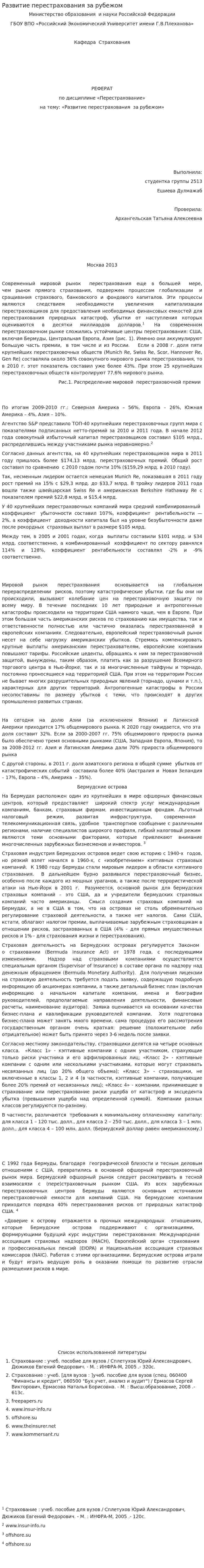 Развитие перестрахования за рубежом