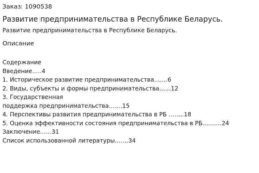 Развитие предпринимательства в Республике Беларусь. (курсовая работа) 