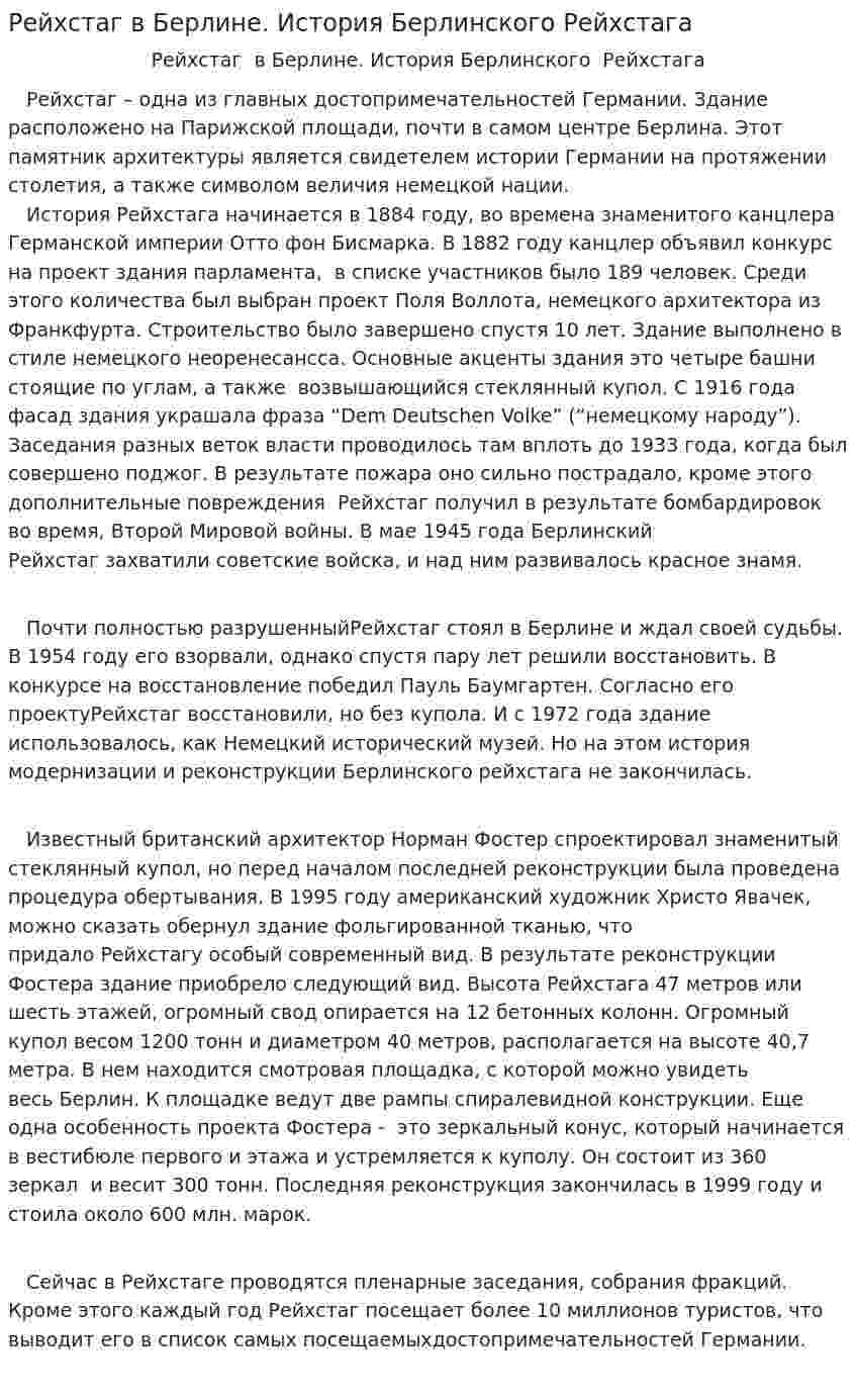 Рейхстаг в Берлине. История Берлинского Рейхстага