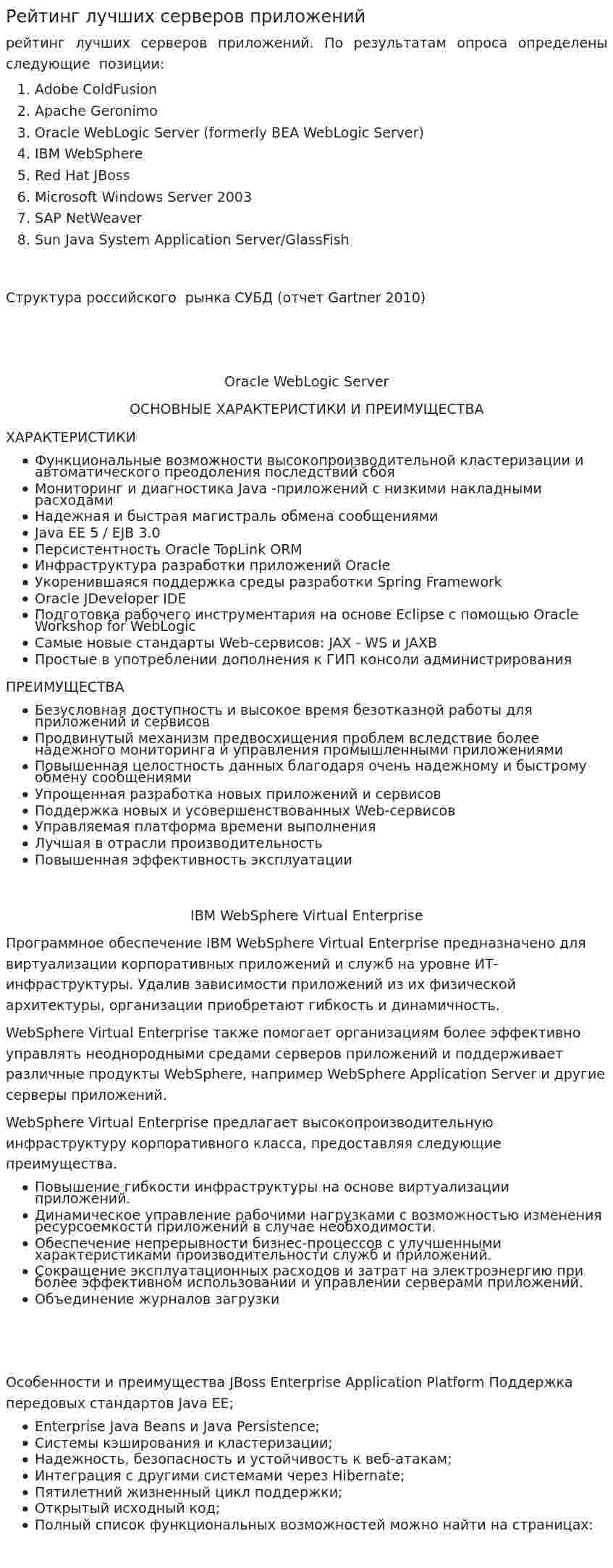 Рейтинг лучших серверов приложений