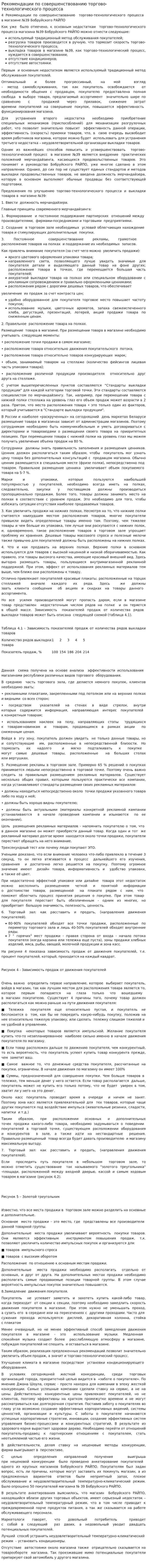 Рекомендации по совершенствованию торгово-технологического процесса