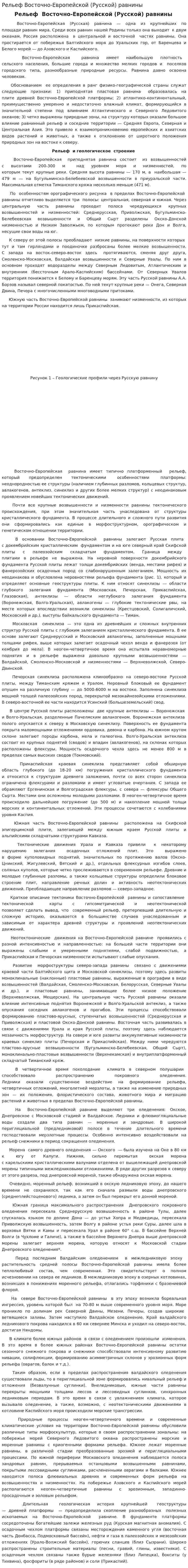 Рельеф Восточно-Европейской (Русской) равнины