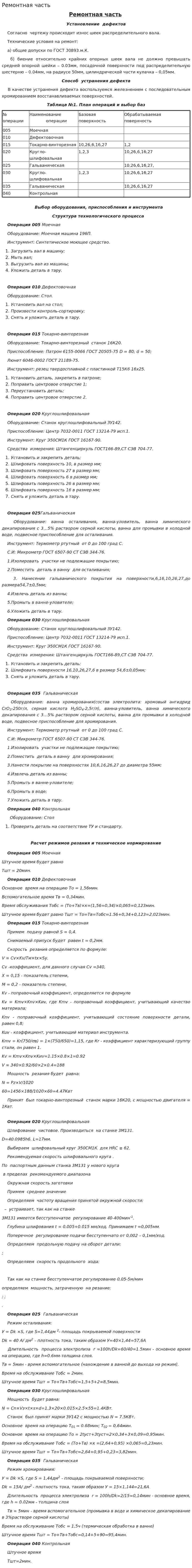 Ремонтная часть