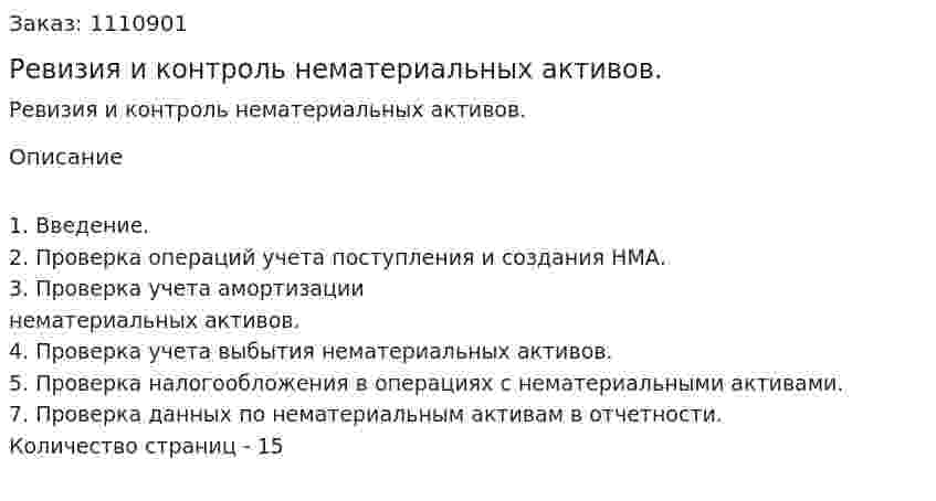 Ревизия и контроль нематериальных активов. (реферат) 