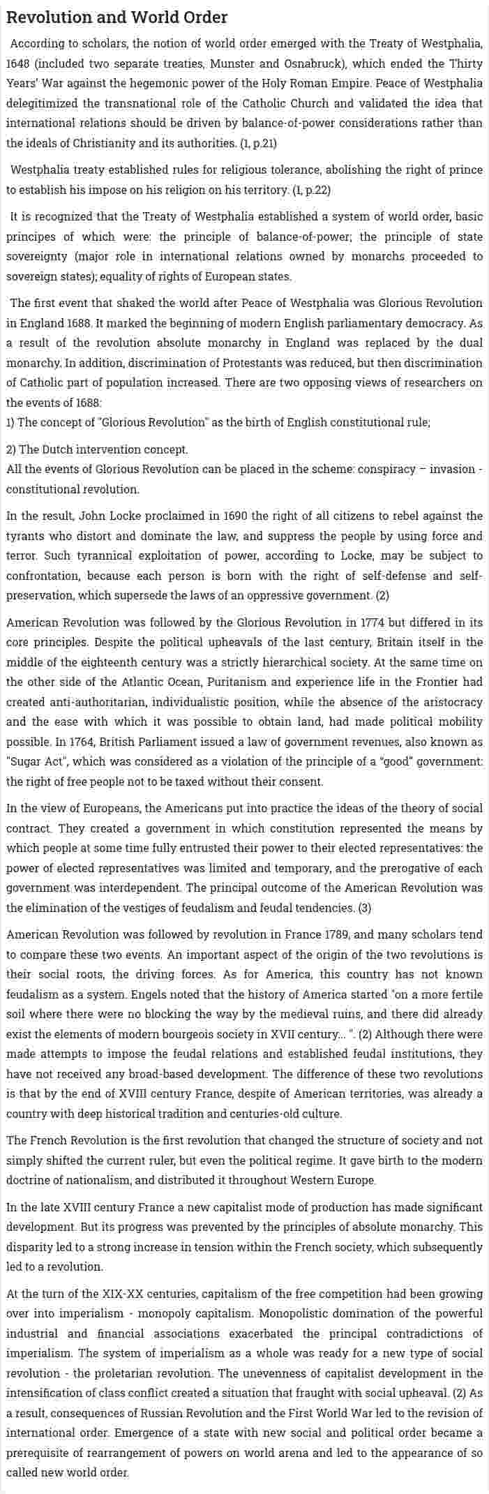Revolution and World Order