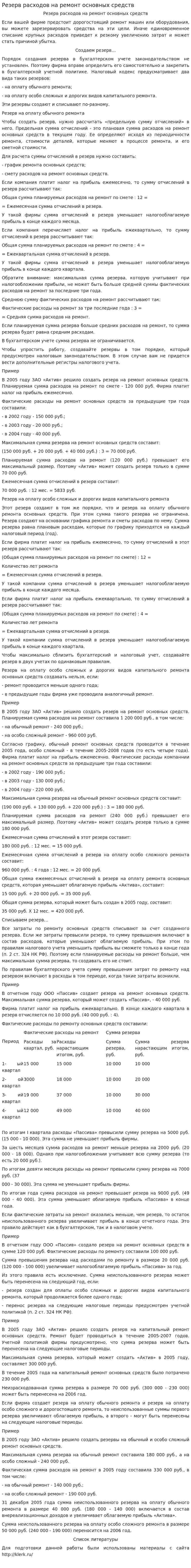 Резерв расходов на ремонт основных средств. 3
