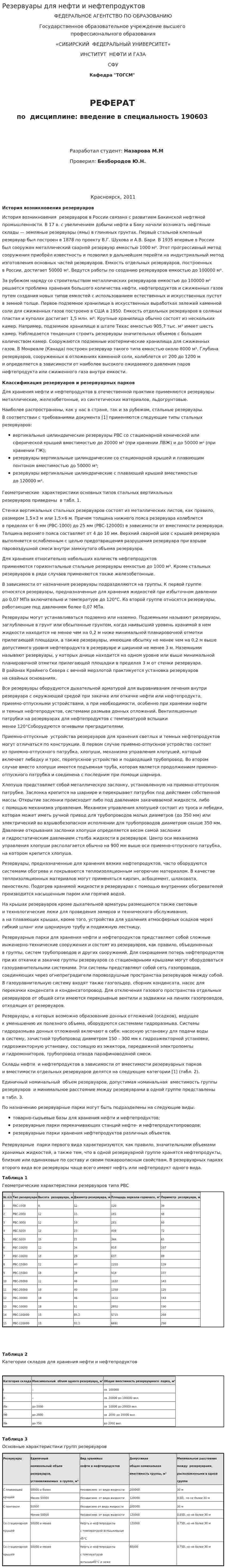 Резервуары для нефти и нефтепродуктов