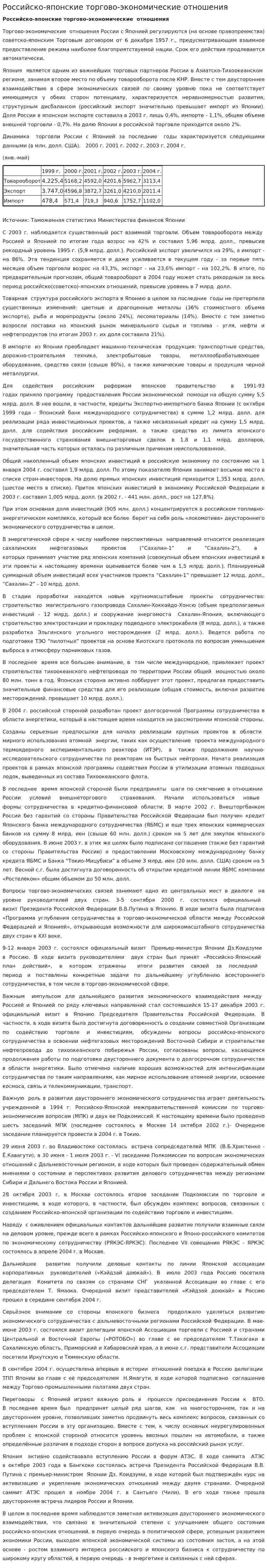 Российско-японские торгово-экономические отношения