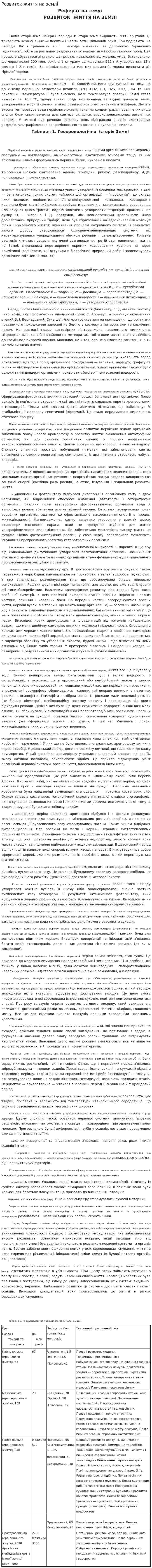 Розвиток життя на землі